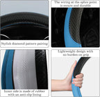 Black & Blue Car Steering Wheel Cover, Microfiber, Leather Patchwork, Universal 14.5-15 Inch Leather Anti-Slip Breathable Aut