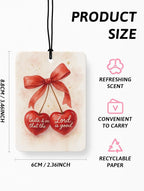 Red Coquette Bow Cherry Christian Car Air Freshener 4 Pcs, Girly Preppy Floral Religious Hanging Air Freshener for Cars Close