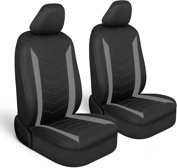 Motor Trend SpillGuard 2 Gray Seat Covers for Cars & Seat Covers for Trucks - Neoprene Lining Waterproof Car Seat Covers Fron