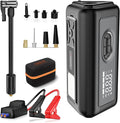 Tire Inflator Portable Air Compressor with Electric Air Duster and Car Jump Starter: 150PSI Cordless Bike Pump - 130000RPM -