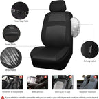CAR PASS Universal 13PCS 3D Air Mesh Car Seat Covers -100% Breathable Seat Covers Full Sets Steering Wheel and Belt Cover Airbag and Rear Split Bench Compatible for Automotive SUV Truck (Pure Black)