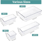 WOWBOX 25 PCS Clear Plastic Drawer Organizer Set, 4 Sizes Desk Drawer Divider Organizers and Storage Bins for Makeup, Jewelry