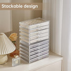 Acrylic Jewelry Box with 5 Drawers, Clear Earring Holder Organizer Rings Display Case with Adjustable Velvet Trays for Women 