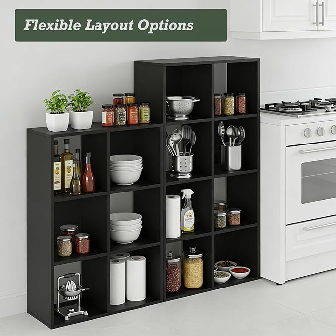 6 Cube Storage Organizer Shelf, Open Cube Bookshelf, Reversible Bookcase, Modern Sturdy Storage for Living Room, Bedroom, Ent