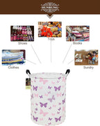 HUNRUNG Laundry Hamper,Large Canvas Fabric Lightweight Storage Basket Toy Organizer Dirty Clothes Collapsible Waterproof for 