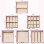 AKOZLIN 6-Tier Jewelry Box Lockable Leather Jewelry Storage Case with 5 Drawers for Women Girls Ring Necklace Earring Bracele