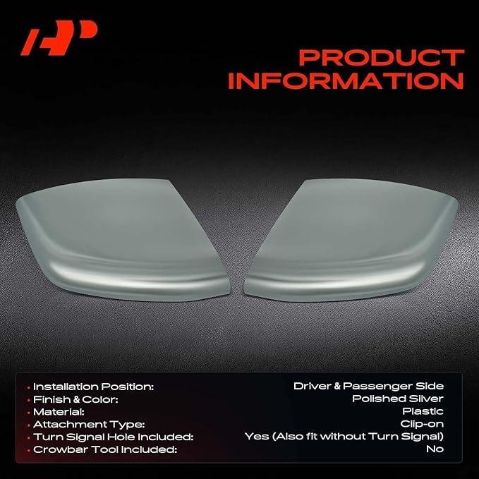 A-Premium 2 PCS Driver and Passenger Side Rearview Mirror Covers Caps - Compatible with Chevy Chevrolet Equinox & GMC Terrain, 2018 2019 2020 2021 2022 2023 2024 - Chrome