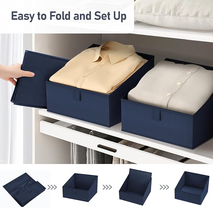 DIMJ Closet Storage Bins 8 Pack - Fabric Trapezoid Organizer Bin, Foldable Storage Baskets for Shelves, Closet Shelf Organize