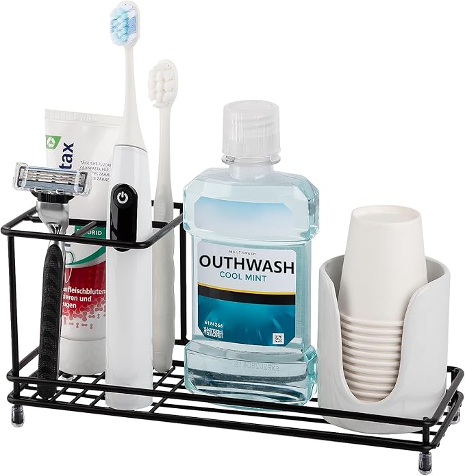 Toothbrush Holders for Bathrooms, Carbon Steel Tooth Brush Holder Electric Toothbrush and Toothpaste Organizer Bathroom Acces