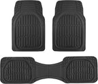 Motor Trend FlexTough LITE Rubber Car Mats Full Set - All Weather Floor Mats for Trucks, Cars & SUVs - Automotive Waterproof Black Car Floor Mats for Cars Interior Accessories Universal Trim-to-Fit