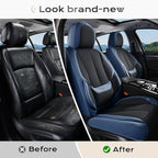 Coverado Seat Covers, Car Seat Covers Front Seats, Leather Seat Covers for Cars, Car Seat Protector Waterproof, Black Car Sea