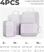 Percover Compression Packing Cubes 4-Piece Set, Packing Cubes Compression for Travel with Label Pockets, Travel Organizer for