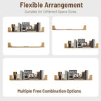 Floating Book Shelves,32 Inches Wall Bookshelf U Shaped,Long Hanging Bookshelf for Wall,Large Rustic Storage Books Shelves fo
