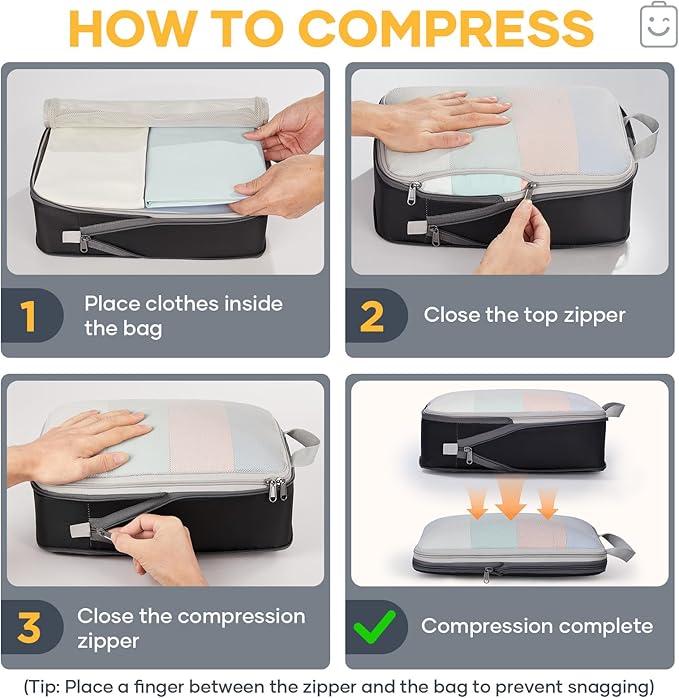 Veken 6/9/11 Set Compression Packing Cubes for Travel Essentials,Compressible Expandable Large Luggage Suitcase Organizer Bag