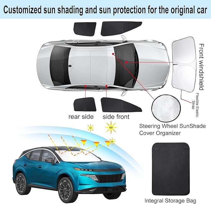 TINGLU Window Shades for Nissan Murano 2025 2026 Accessories Car Side Full Windows Rear Windshield Sun Shade Sun UV Rays & Privacy Protection for Camping 5PCS
