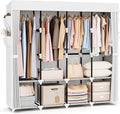 VTRIN Portable Closet for Hanging Clothes 67 Inch Wide Large Capacity Portable Wardrobe Closet with Cover, 4 Storage Shelves 