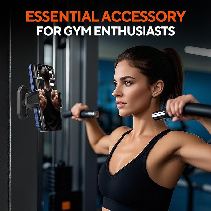 Magnetic Phone Holder for Gym, 360° Adjustable Strong Magnet Base Mount, Universal Magnetic Phone Mount for Workout Recording on All Smartphones