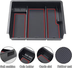 JKCOVER Center Console Organizer Compatible with Chevy Silverado/GMC Sierra 2014 2015 2016 2017 2018 1500/2500/3500HD Accessories Console Compartment Storage Tray -Bucket Seats ONLY (Red Trim)