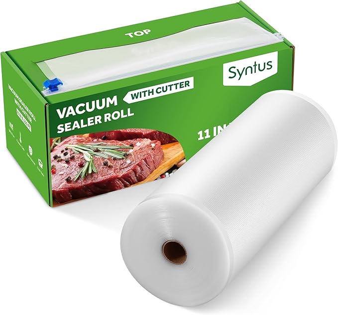 Syntus 11" x 150' Food Vacuum Seal Roll Keeper with Cutter Dispenser, Commercial Grade Vacuum Sealer Bag Rolls, BPA Free Food