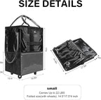 Reusable Grocery Bag On Wheels, Foldable Shopping Rolling Tote Bag with 6 Pockets, Shopping Trolley Cart with Zippered Top & 3-Way Handles, Heavy Duty, Lightweight for Moving, Camping, Small, Black