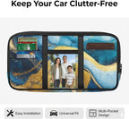 Blue-Gold Zippered Car Sun Visor Organizer Compact All-Inclusive with Straps and Pockets Sun Visor Glasses Storage Box with Picture Holder Easy Installation Universal Fit for Most Cars SUV