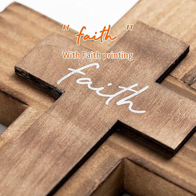 OKSQW Wall Wooden Cross Christians Cross Spiritual Religious Gifts With Hook On Hanging Wall Or Table With Faith For Church H