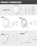 TRIPPED XL Compression Packing Cubes — 7-Piece Set for Checked Luggage | Extra-Large (15.7"×11"×4") + Large + Small + Tube + 