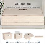 Graciadeco Large 17" 36 Quart Collapsible Stackable Storage Bins with Lids, 3 Packs Light Orange Linen Fabric Closet Boxes wi