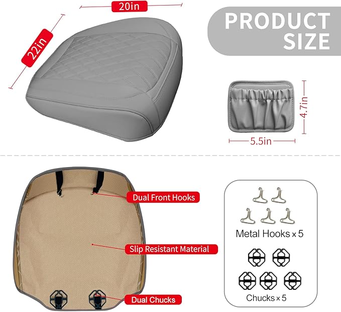 2 Pack PU Leather Front Car Seat Cover Bottom Car Seat, Anti-Slip and Full Wrap Driver Car Seat Protectors with Storage Pocke
