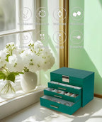 BOOVO Jewelry Boxes for Women, 5 Layer Jewelry Organizer with Necklace Hanger and Drawers, Large Jewelry Box for Earrings, Ne