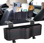 Backseat Car Organizer, Multifunctional Back Seat Car Organizer with Cup Holder and 2 Seat Back Hooks for Snacks, Canned Drinks and Cell Phones