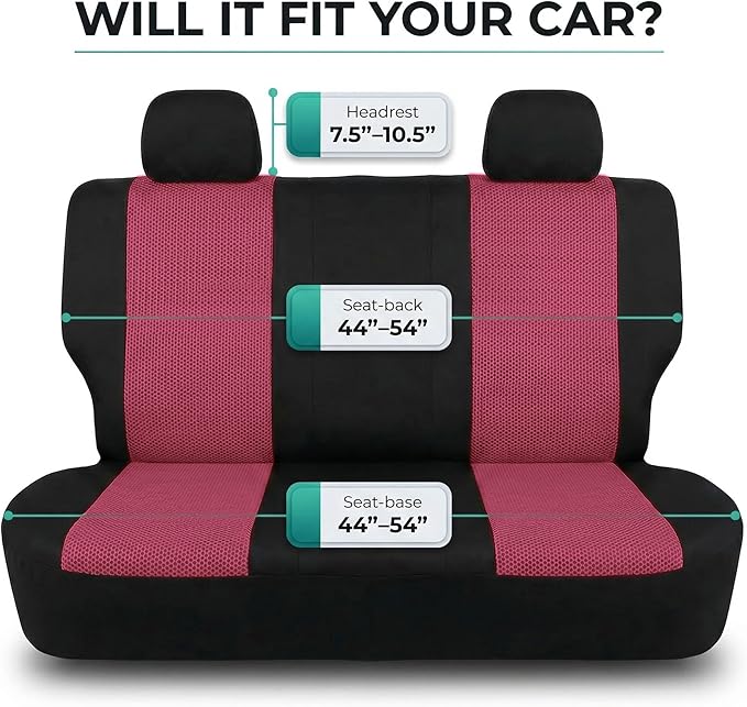 FH Group Automotive Rear Car Seat Covers for SUV, Trucks, Sedan and More - Universal Fit Rear Solid Bench Design Interior Acc