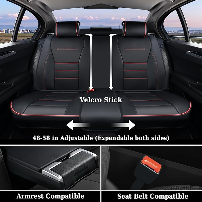 Coverado Seat Covers Full Set, Seat Covers for Cars, Car Seat Cover, Car Seat Protector, Nappa Leather Car Seat Cushion, Wate