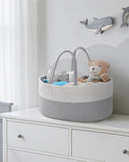 Maliton Diaper Caddy Organizer for Baby Boy- Cotton Rope for Changing Table, Nursery Storage, Newborn Baby Must Have Items