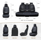 Coverado Car Seat Covers with Lumbar Support, Front Covers for Cars, Universal Automotive Seat Cover, Waterproof, Leather Car