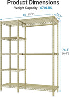 VIPEK V7 Clothes Rack Heavy Duty Max Load 670lbs, Garment Rack with 5 Tiers Adjustable Shelves Portable Closet Metal Sturdy W