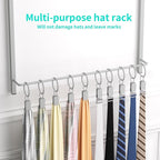 HapiRm Over Door Hat Rack - 3 Tier Wall Mounted Hat Organizer with 16 Hooks and 10 Movable Clips, Cap Hanger Storage up to 26
