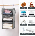 MAX Houser 3 Tier Shelf Hanging Closet Organizer, Closet Hanging Shelf with 2 Sturdy Hooks for Storage, 2 Pack, Foldable (Gre