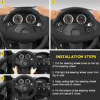 Suede Steering Wheel Cover with Upgraded Silicone Inner Ring, Breathable, Anti-Slip, Leather Universal 14.5 to 15 Inch Steeri