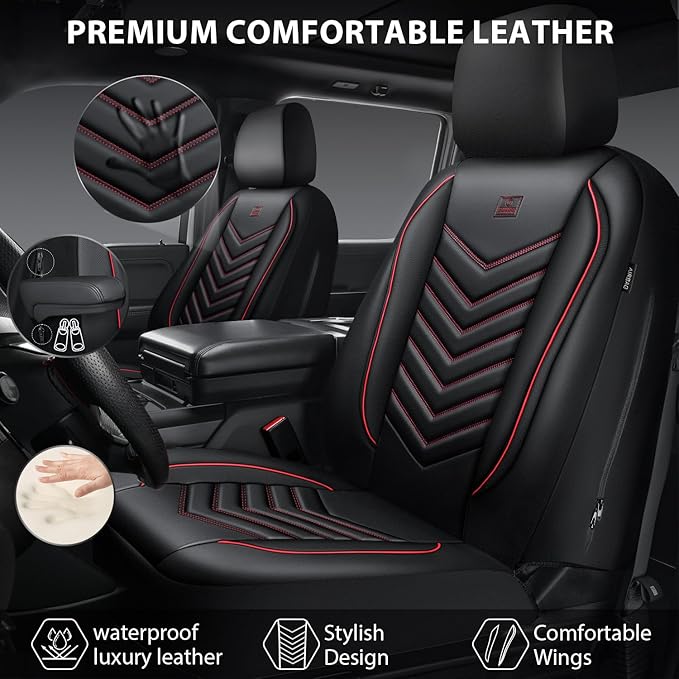 CAR PASS 3D Foam Faux Leather Car Seat Covers Front Seats,Waterproof Leather Front Seat Cover for Car,Universal Fit for SUV T