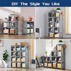 Mavivegue Book Shelf, 12 Cube Storage Organizer, DIY Bookcase, Metal Cube Bookshelf, Cubbies Closet Storage Organizer Shelves