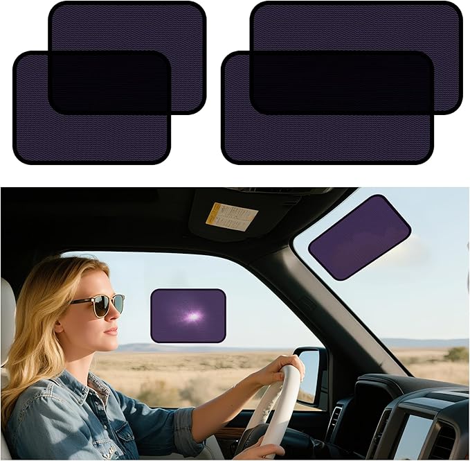 ZATOOTO Static Cling Car Sun Shade for Side Window & Windshield, 4 Pack Expandable Window Shade Sun Blocker Car Windshield Sunshade｜Reinforced Frame｜Anti-Glare｜(2 Pack, 9.84*7 in & 2 Pack, 15.7*7 in)