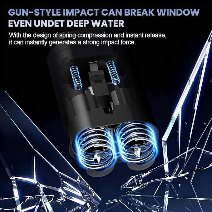 Dual-Head Car Safety Hammer, Upgraded 2-in-1 Window Breaker & Seatbelt Cutter for Traffic Accidents and Emergency Rescue, Und