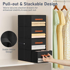 DIMJ Closet Organizers and Storage - Fabric Bins with Drawers for Closet Foldable Clothes Organizers with Clear Window, Stack