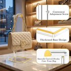 Acrylic Handbag Display Stand Gold Trim Purse Holder, 14"-24" Adjustable Height Thicken Anti-slip Base Clear Purse Rack Hangi