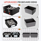 278PCS Upgraded Pegboard Hooks Assortment, Peg Board Organizer Accessories with Bins, Fit 1/8 or 1/4 inch PegBoard for Hangin