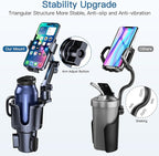 Car Cup Holder Phone Mount, 2 in 1 Cup Holder Cell Phone Holder with Expander Adjustable Base for Car,360°Rotation Phone Moun