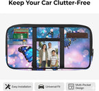 Blue Butterfly Car Sun Visor Organizer, Multi-Pocket Auto Visor Organizers Card Holder Car Storage Bag with Zipper Scratch-Resistant Auto Sunshade Organizer Bag - Organizes Essentials