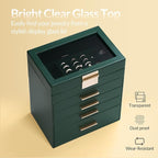 Somduy Jewelry Box, 5 Layers Jewelry Storage Display Box with Glass Lid for Women, 4 Drawers,Large Capacity for Necklace Earr