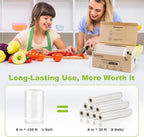 [2025 New] Bonsenkitchen 8” x 150’ Vacuum Sealer Bags Rolls with Cutter for Food Storage, Commercial Grade, BPA Free, Great f